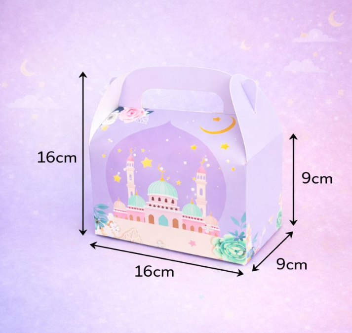 Eid Treat Box with Handle - Pack of 10 (Blue)