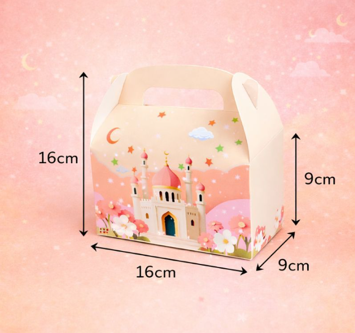 Eid Treat Box with Handle - Pack of 10 (Peach)