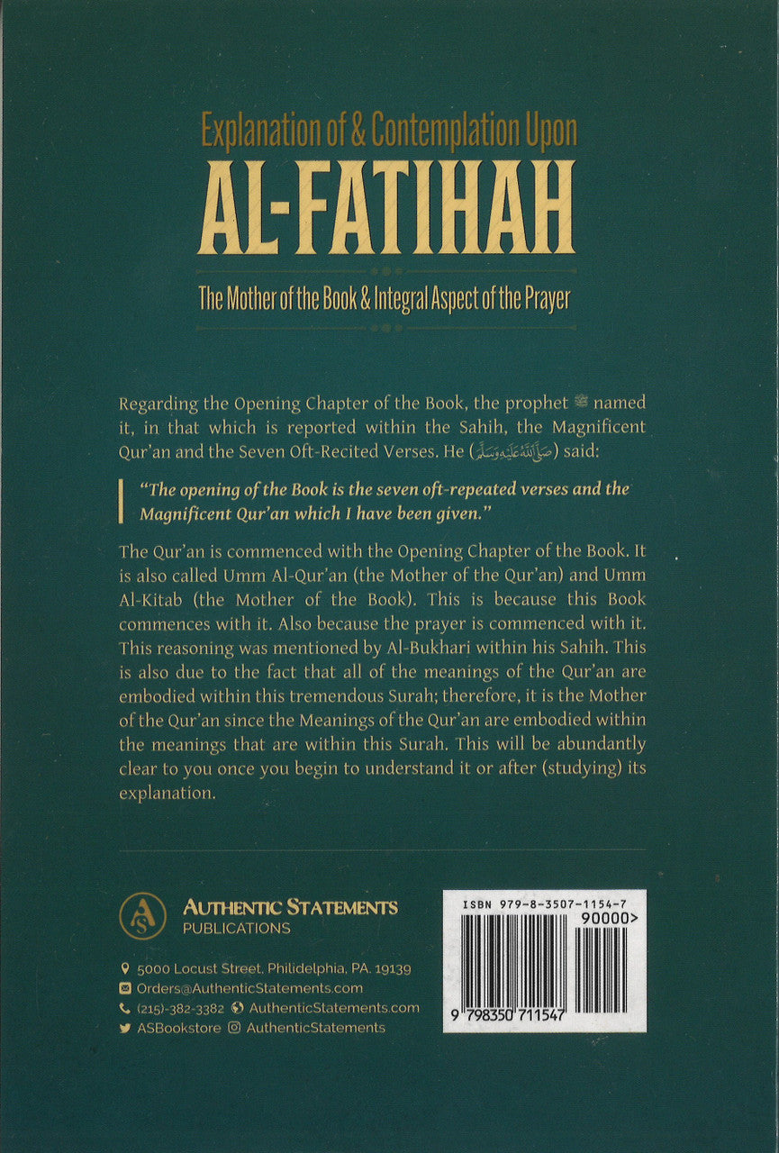 Explanation of & Contemplation upon AL-Fatihah