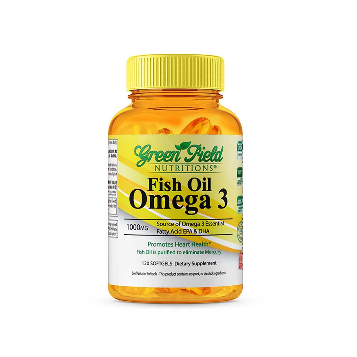 Greenfield Nutritions - Halal Fish Oil 1000mg, 120 Softgels, Omega 3 300mg