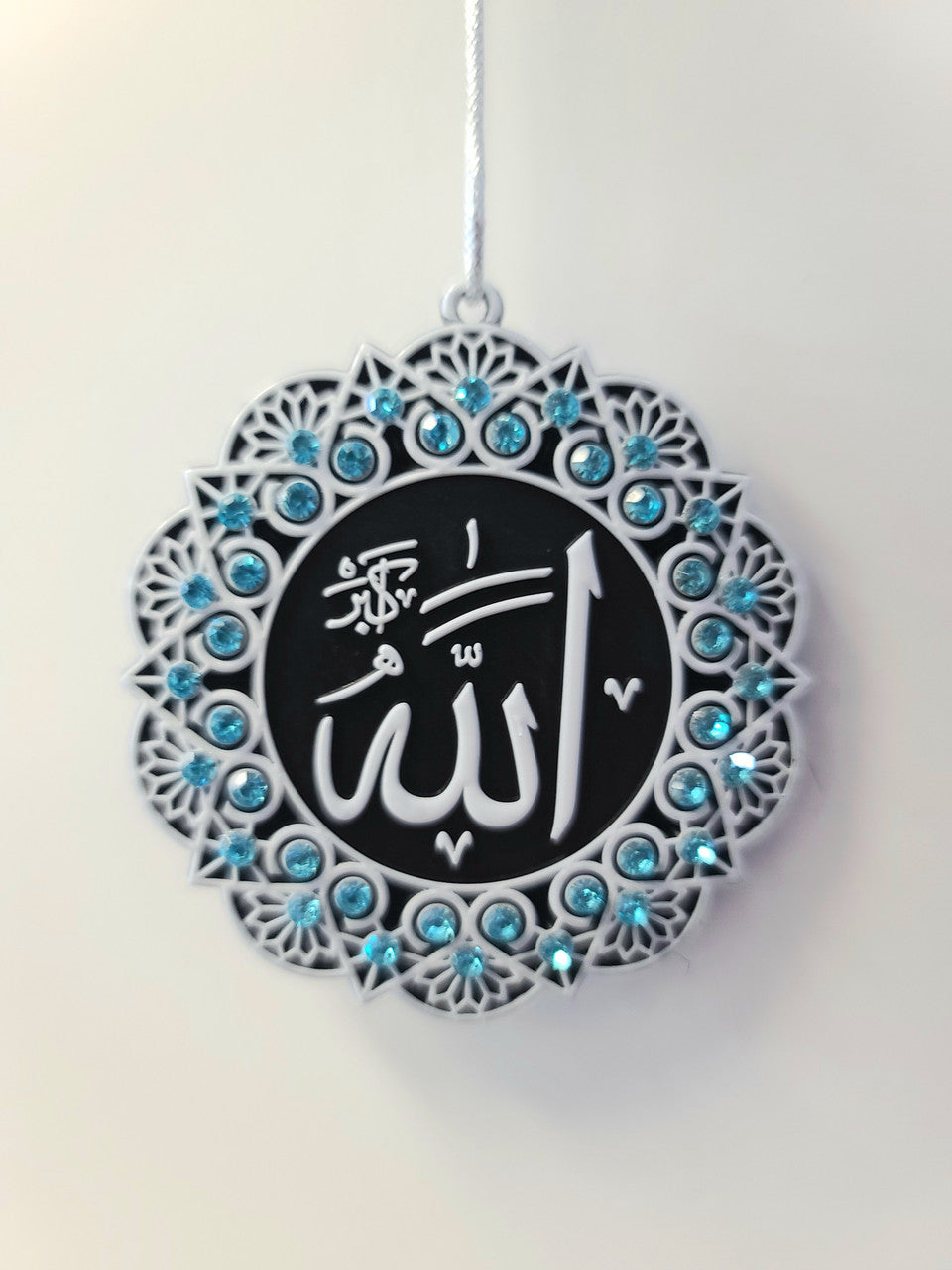 Hanging Ornament Allah and Muhammad (White and Light Blue)