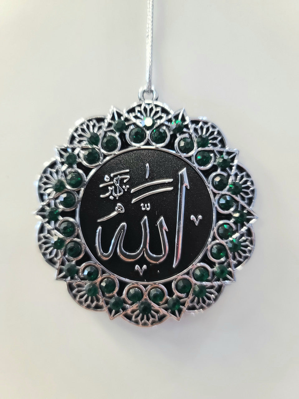 Hanging Ornament Allah and Muhammad (Silver and Dark Green)