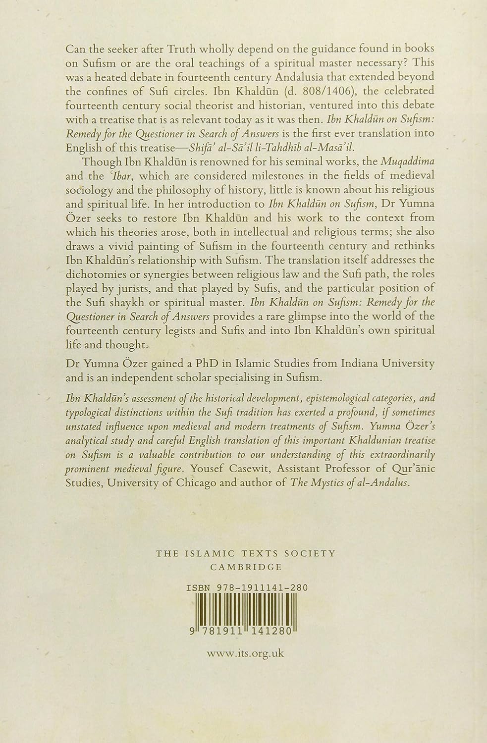 Ibn Khaldun on Sufism: Remedy for the Questioner in Search of Answers