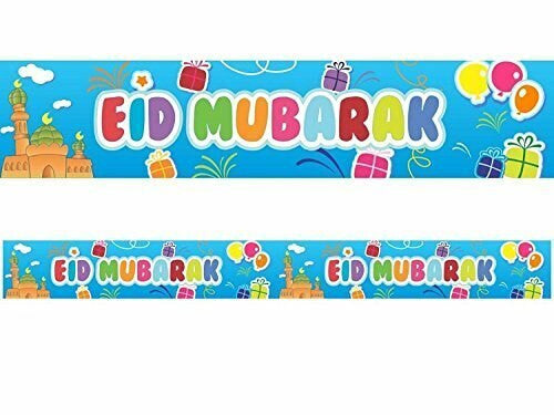 Eid Mubarak Jumbo Banner (Blue with Masjid Repeated Twice)