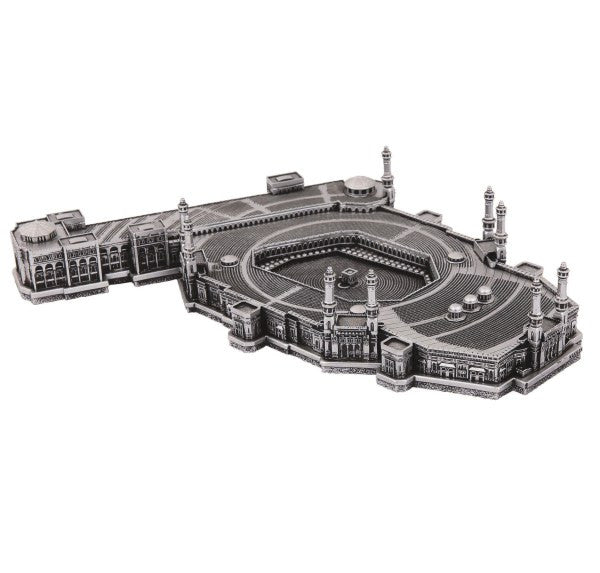 Islamic Home Decor Showpiece Gift Kaba Al Masjid Al Haram Mecca Replica (Silver)