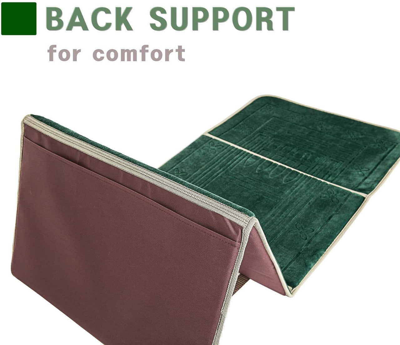 Foldable Prayer Rug with Back Rest (Green)