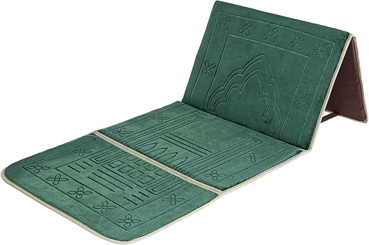 Foldable Prayer Rug with Back Rest (Green)