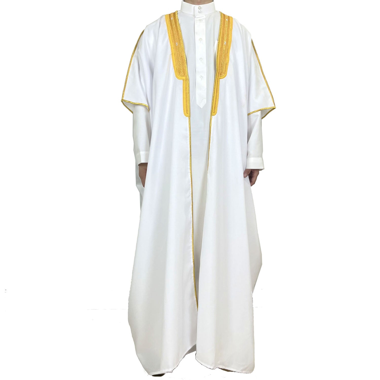 Islamic Muslim Dubai Men Chiffon Bisht Abaya Eid Arab Speech Uniform Thobe