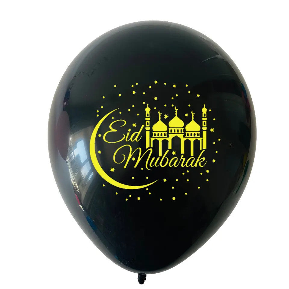 Eid Mubarak Balloons With a Star Balloon (12 Pieces)