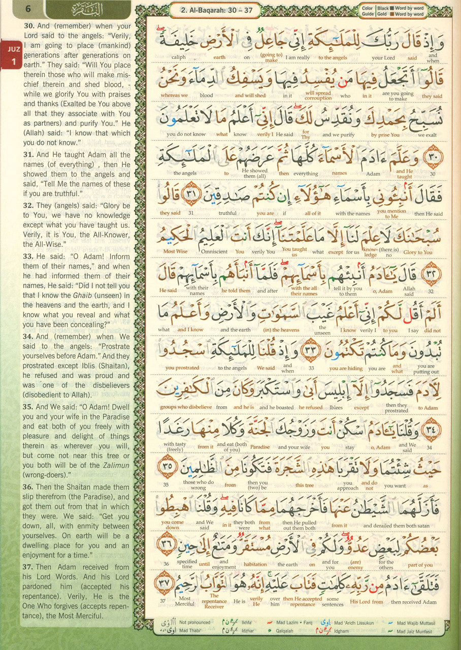 The Noble Quran Word by Word Translation and Color Coded Tajweed (Al-Quran Al Karim) English/Arabic (SMALL A5)