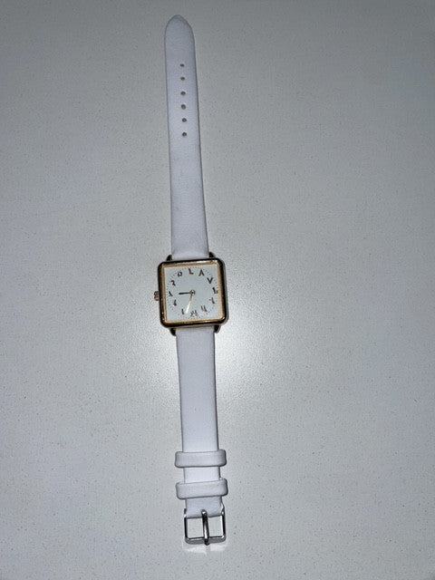 Square Watch with Arabic Numerals (White)