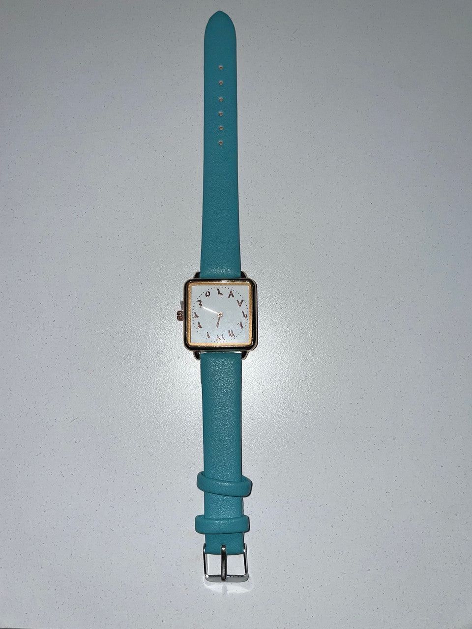 Square Watch with Arabic Numerals (Blue)