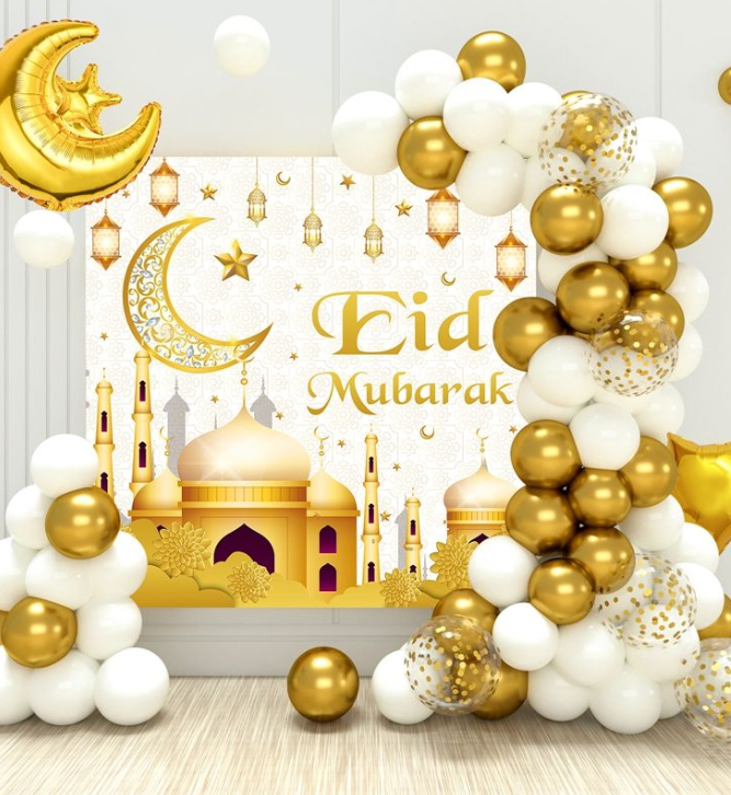 White & Gold Eid Banner Decoration Set