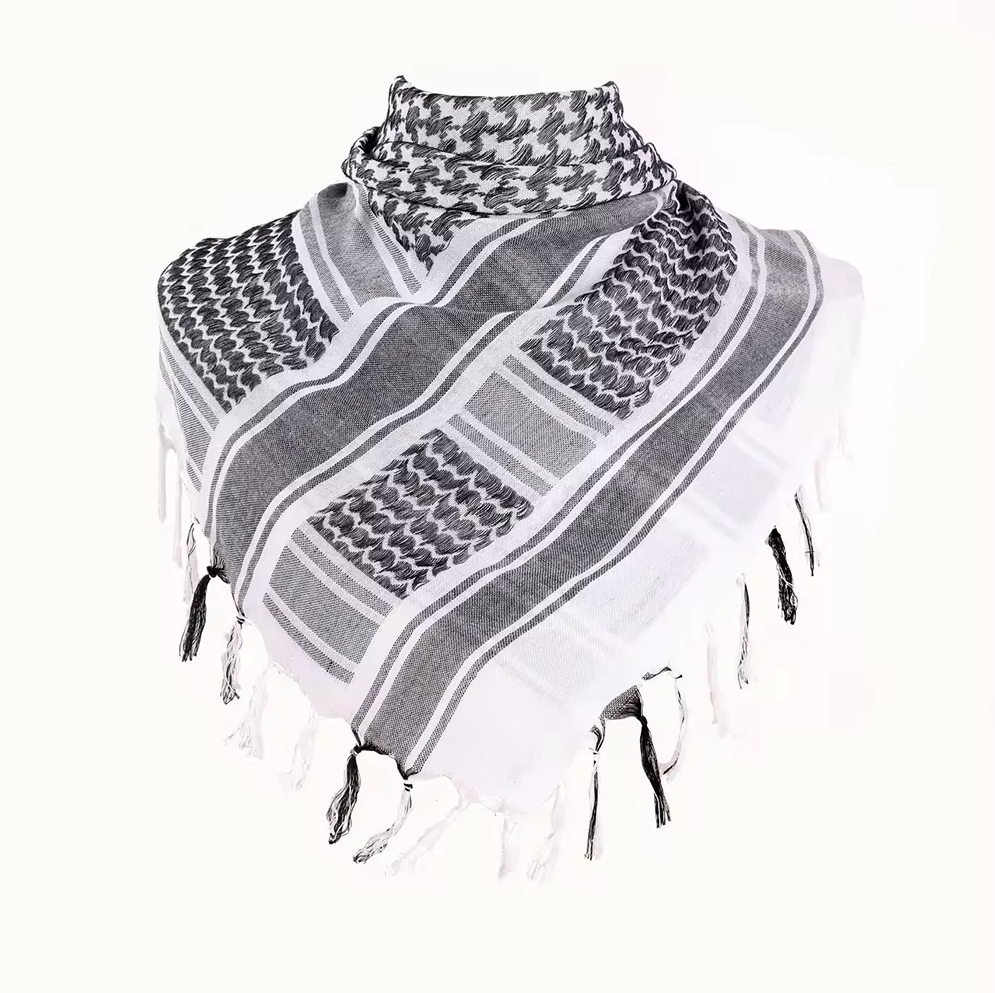 Palestine Scarf Arab Kuffiyeh - Black & White with Tassles