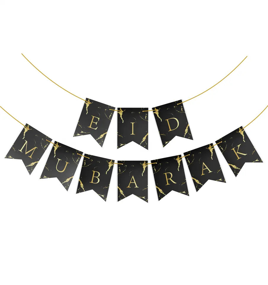 Eid Mubarak Banner Black Marble