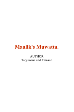 Maalik's Muwatta (E-Book)