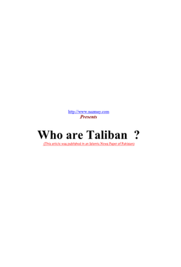 Who are Taliban? (E-Book)