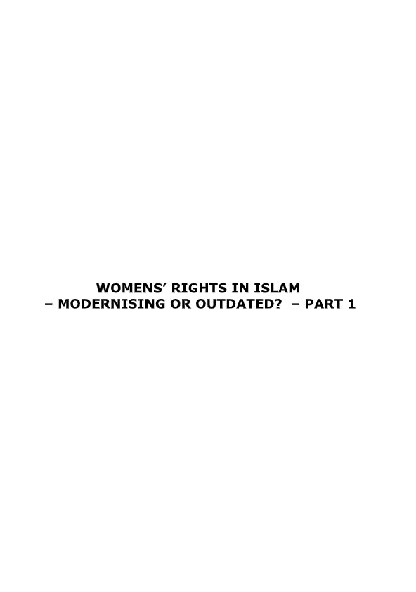 Women's Rights in Islam - Modernisingn or Outdated? Part 1 (E-Book)