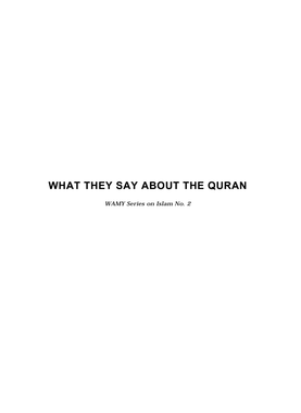 What They Say About the Quran (E-Book)